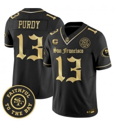 Men San Francisco 49ers  13 Brock Purdy  Gothic Edition  Black Gold Vapor Limited Jersey
