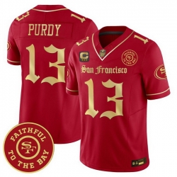 Men San Francisco 49ers  13 Brock Purdy  Gothic Edition  Red Gold Vapor Limited Jersey