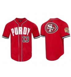 Men San Francisco 49ers 13 Brock Purdy Pro Standard Mesh Button Up Stitched Baseball Jersey