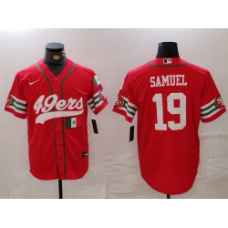 Men San Francisco 49ers 19 Deebo Samuel Red With Patch Cool Base Stitched Baseball Jersey 1