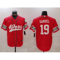 Men San Francisco 49ers 19 Deebo Samuel Red With Patch Cool Base Stitched Baseball Jersey