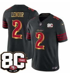 Men San Francisco 49ers  2 Deommodore Lenoir Black 80th Anniversary Patch  Rivalries  2026 F U S E  Vapor Untouchabl Limited Stitched Football Jersey