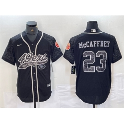 Men San Francisco 49ers 23 Christian McCaffrey Black Reflective With Patch Cool Base Stitched Baseball Jersey