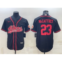 Men San Francisco 49ers 23 Christian McCaffrey Black With Patch Cool Base Stitched Baseball Jersey II