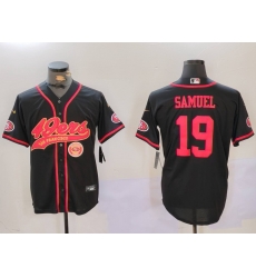 Men San Francisco 49ers 2319 Deebo Samuel Black With Patch Cool Base Stitched Baseball Jersey 1