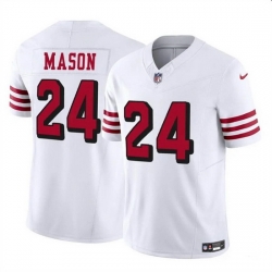 Men San Francisco 49ers 24 Jordan Mason New White 2023 F U S E  Stitched Football Jersey