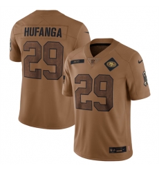 Men San Francisco 49ers 29 Talanoa Hufanga 2023 Brown Salute To Service Limited Stitched Football Jersey