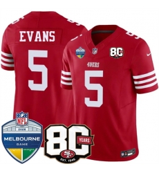 Men San Francisco 49ers  5 Mike Evans Red 80th Anniversary And Melbourne Game Patch 2026 F U S E  Vapor Untouchabl2026 F U S E  Vapor Untouchable Limited S