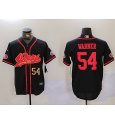 Men San Francisco 49ers 54 Fred Warner Black With Patch Cool Base Stitched Baseball Jersey 1