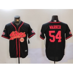 Men San Francisco 49ers 54 Fred Warner Black With Patch Cool Base Stitched Baseball Jersey 5