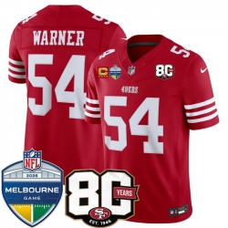 Men San Francisco 49ers  54 Fred Warner Red 80th Anniversary And Melbourne Game Patch 2026 F U S E  Vapor Untouchabl2026 F U S E  Vapor Untouchable Limited