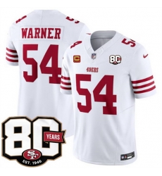 Men San Francisco 49ers  54 Fred Warner White 80th Anniversary Patch And 4 Star C Patch 2026 F U S E  Vapor Untouchabl2026 F U S E  Vapor Untouchable Limit
