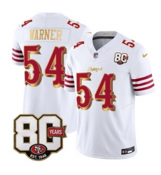 Men San Francisco 49ers 54 Fred Warner White Gold 80th Anniversary Patch Rivalries 2026 F U S E Vapor Untouchabl Limited Stitched Football Jersey Men San Francisco 49ers 54 Fred Warner White Gold 80th Anniversary Patch Rivalries 2026 F U S E Vapor Untouchabl Limited Stitched Football Jersey