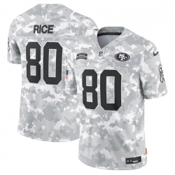 Men San Francisco 49ers 80 Jerry Rice 2024 Arctic Camo Salute To Service Limited Stitched Football Jersey