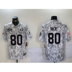 Men San Francisco 49ers 80 Jerry Rice 2024 F U S E Arctic Camo Salute To Service Limited Stitched Football Jersey