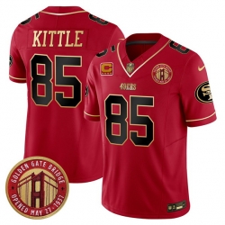 Men San Francisco 49ers 85 George Kittle Red F U S E  Golden Gate Bridge With 4 Star C Patch Scarlet Vapor Limited Stitched Football Jersey