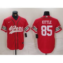 Men San Francisco 49ers 85 George Kittle Red With Patch Cool Base Stitched Baseball Jersey