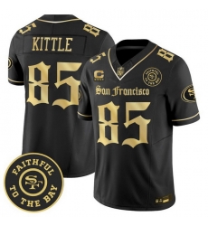 Men San Francisco 49ers  85 George kittle  Gothic Edition  Black Gold Vapor Limited Jersey