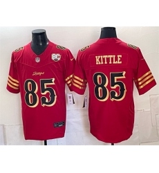 Men San Francisco 49ers 85 George kittle Red Gold 80th Anniversary Patch Rivalries 2026 F U S E Vapor Untouchabl Limited Stitched Football Jersey Men San Francisco 49ers 85 George kittle Red Gold 80th Anniversary Patch Rivalries 2026 F U S E Vapor Untouchabl Limited Stitched Football Jersey