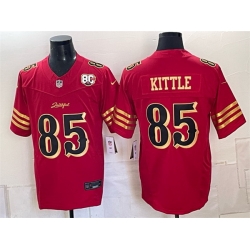 Men San Francisco 49ers  85 George kittle Red Gold 80th Anniversary Patch  Rivalries  2026 F U S E  Vapor Untouchabl Limited Stitched Football Jersey