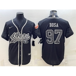 Men San Francisco 49ers 97 Nick Bosa Black Reflective With Patch Cool Base Stitched Baseball Jersey