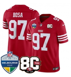 Men San Francisco 49ers  97 Nick Bosa Red 80th Anniversary And Melbourne Game Patch 2026 F U S E  Vapor Untouchabl2026 F U S E  Vapor Untouchable Limited S