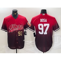 Men San Francisco 49ers 97 Nick Bosa Red Black With Patch Cool Base Stitched Baseball jerseys 2