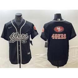 Men San Francisco 49ers Black Reflective Team Big Logo With Patch Cool Base Stitched Baseball Jersey