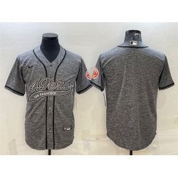 Men San Francisco 49ers Blank Grey With Patch Cool Base Stitched Baseball Jersey