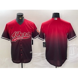 Men San Francisco 49ers Blank Red Black With Patch Cool Base Stitched Baseball Jersey