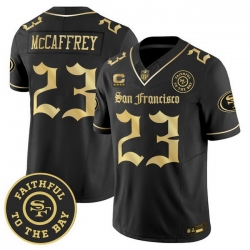 Men San Francisco 49ers  Christian McCaffrey  Gothic Edition  Black Gold Vapor Limited Jersey