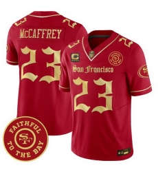Men San Francisco 49ers  Christian McCaffrey  Gothic Edition  Red Gold Vapor Limited Jersey