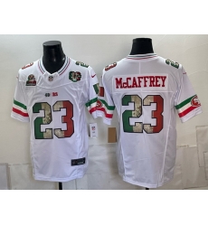 Men San Francisco 49ers  Christian McCaffrey White Mexico 80th Anniversary Five Time Super Bowl Champions Patch 2026 F U S E  Vapor Untouchable Limited Sti