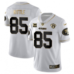 Men San Francisco 49ers George Kittle White Gold 75th Anniversary With C Patch Stitched Jersey