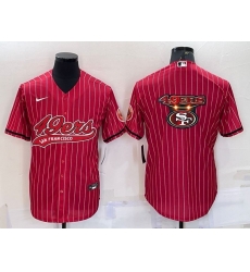 Men San Francisco 49ers Red Team Big Logo With Patch Cool Base Stitched Baseball Jersey