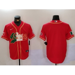 Men San Francisco 49ers Red With Patch Cool Base Stitched Baseball Jersey