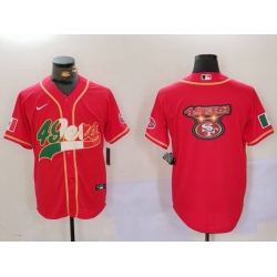 Men San Francisco 49ers Team Big Logo Red With Patch Cool Base Stitched Baseball Jerseys 9