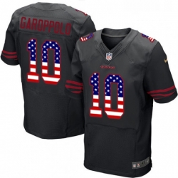 Mens Nike San Francisco 49ers 10 Jimmy Garoppolo Elite Black Alternate USA Flag Fashion NFL Jersey