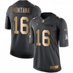 Mens Nike San Francisco 49ers 16 Joe Montana Limited BlackGold Salute to Service NFL Jersey