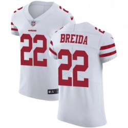 Mens Nike San Francisco 49ers 22 Matt Breida White Vapor Untouchable Elite Player NFL Jersey