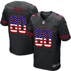 Mens Nike San Francisco 49ers 80 Jerry Rice Elite Black Alternate USA Flag Fashion NFL Jersey