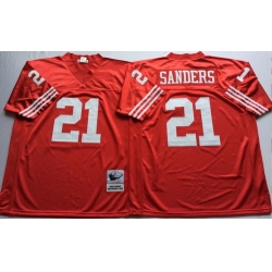 Mitchell And Ness 49ers #21 deion sanders red Mens Throwback Stitched NFL Jersey