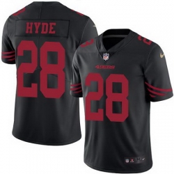 Nike 49ers #28 Carlos Hyde Black Mens Stitched NFL Limited Rush Jersey