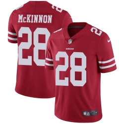 Nike 49ers #28 Jerick McKinnon Red Team Color Mens Stitched NFL Vapor Untouchable Limited Jersey