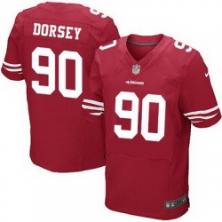 Nike 49ers #90 Glenn Dorsey Red Team Color Mens Stitched NFL Elite Jersey