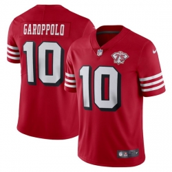 Nike San Francisco 49ers 10 Jimmy Garoppolo Red Rush Men 75th Anniversary Stitched NFL Vapor Untouchable Limited Jersey