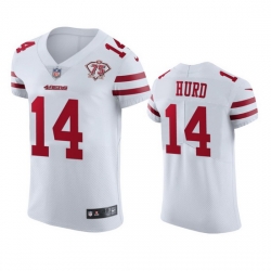 Nike San Francisco 49ers 14 Jalen Hurd White Men 75th Anniversary Stitched NFL Vapor Untouchable Elite Jersey