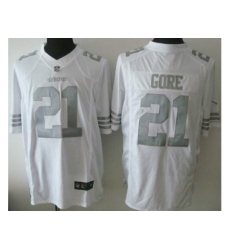 Nike San Francisco 49ers 21 Frank Gore White Limited Platinum NFL Jersey