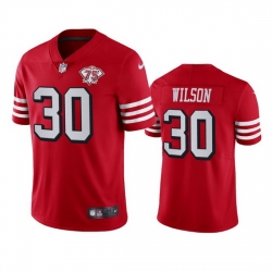 Nike San Francisco 49ers 30 Jeff Wilson Red Rush Men 75th Anniversary Stitched NFL Vapor Untouchable Limited Jersey