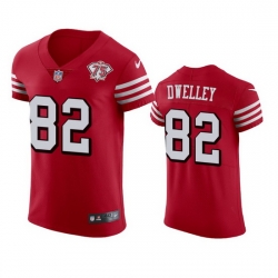 Nike San Francisco 49ers 82 Ross Dwelley Red Rush Men 75th Anniversary Stitched NFL Vapor Untouchable Elite Jersey